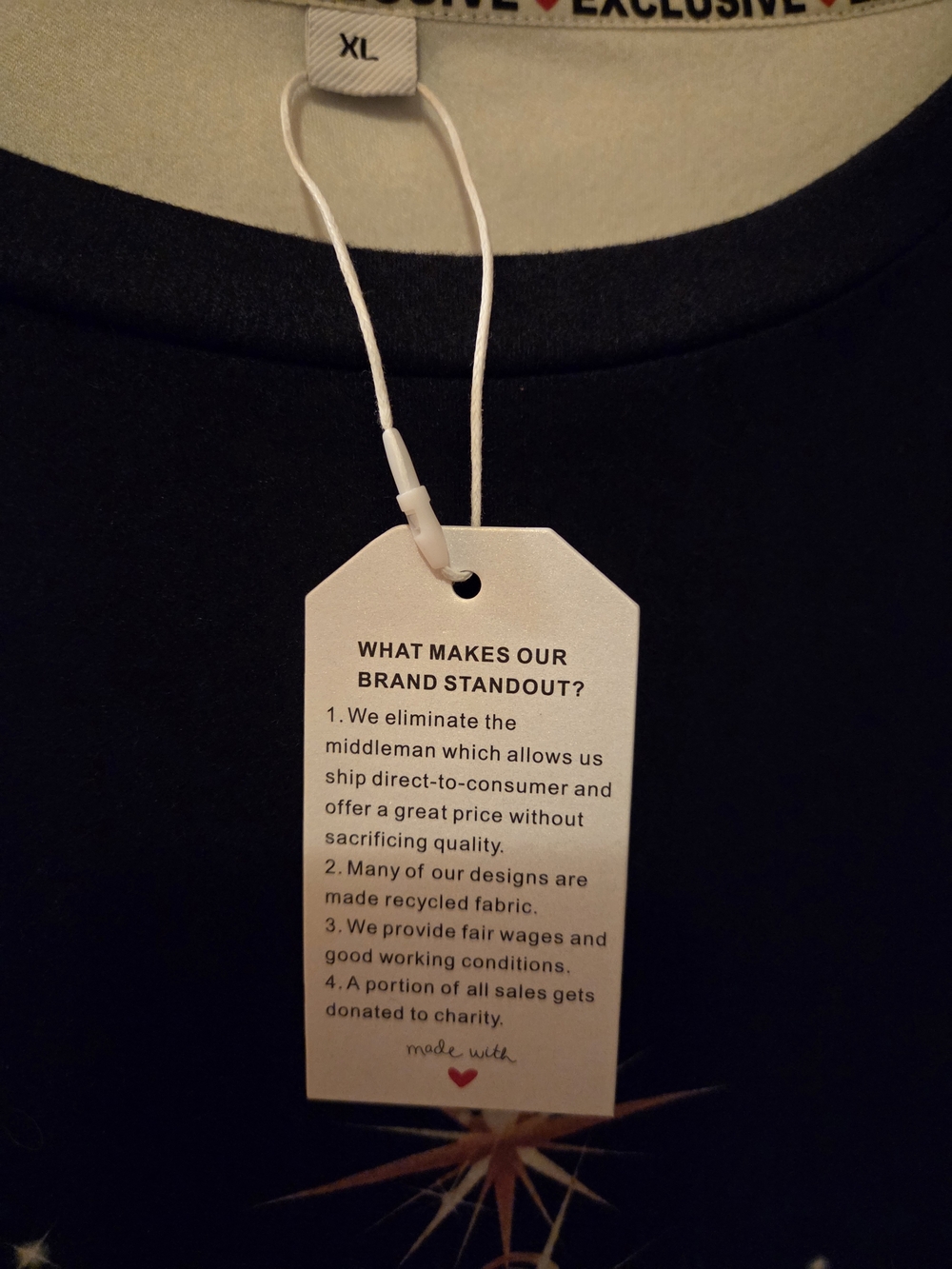 Black Tee with Rose Gold Glitter Tree Graphic - Picture 3 of 3